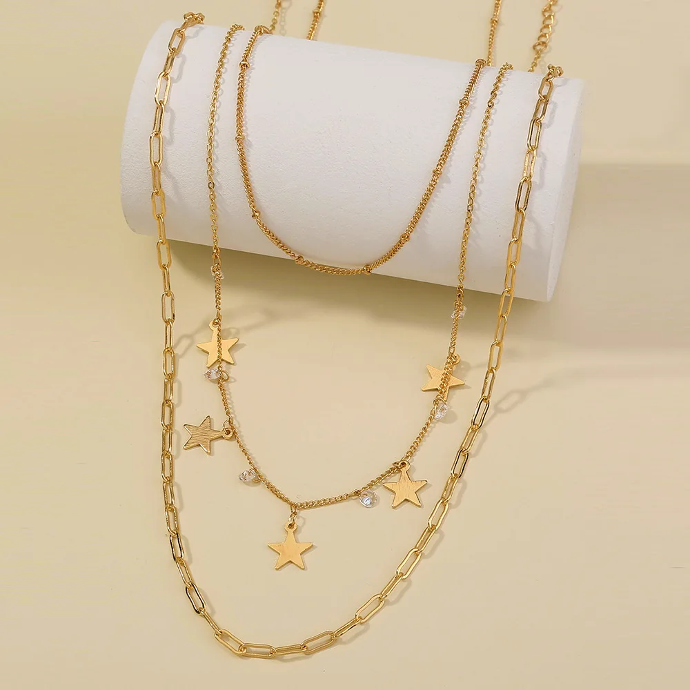 

New Product Shining Star Jewelry Multilayer Necklace Multilayer Gold Necklace