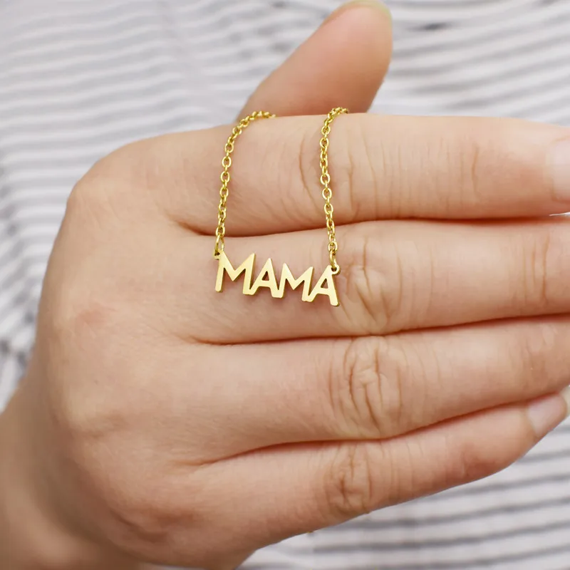 

2021 Delicate Gold Mama Necklace Mothers Love Jewelry Stainless steel Pendant Necklace for Moms Mother's Day Gifts