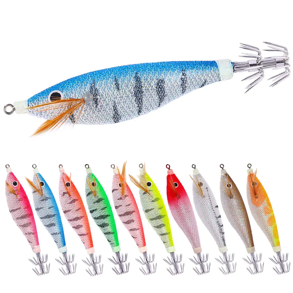 Hengjia 10cm Artificial Fishing Bait Lure Good Quality Metal Squid Jig with Squid Hook for Bream Crucian Carp in River Stream