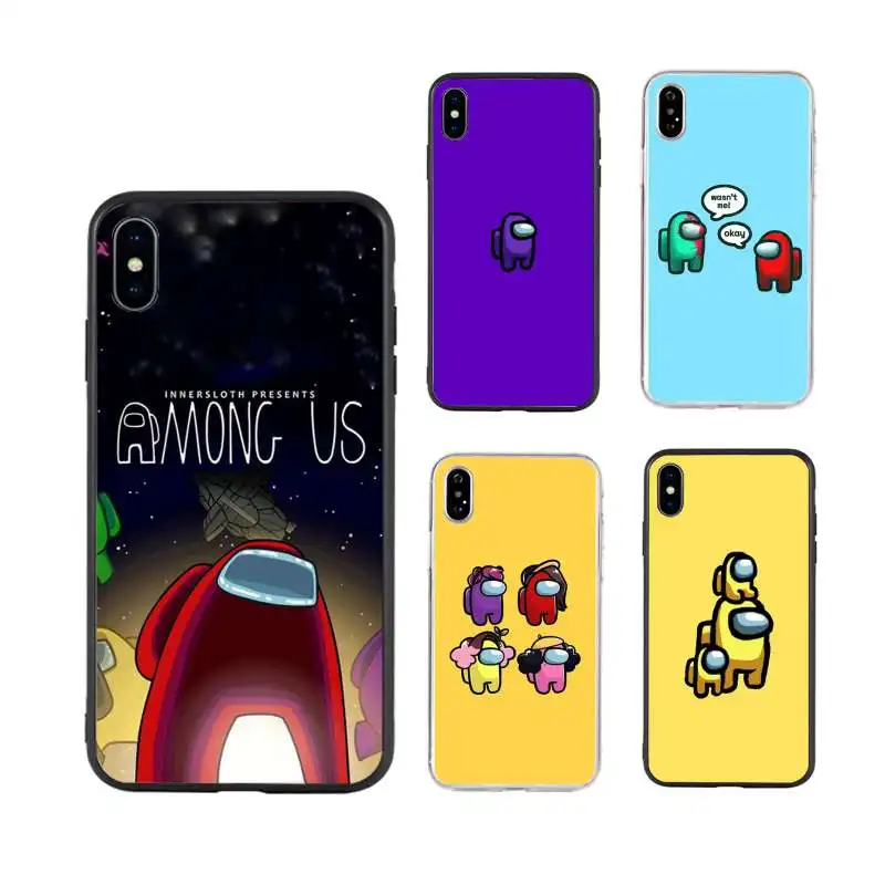 

Among Us Phone Case Cover Hull For iphone 5 se 2 6 6s 7 8 plus X XS XR 11 12 PRO MAX black shell pretty waterproof silicone