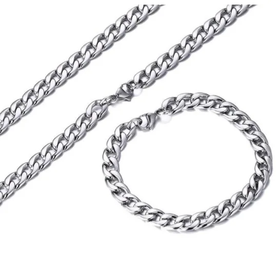 

2020 Hot Sale surgical Stainless Steel Bracelet Silver cuban link chain Bracelet Men Domineering Jewelry Spot Wholesale