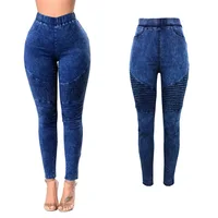 

Elastic Waist Ladies Denim Jean Stretch High Waist Skinny Slim Pants Crumpled High Rise Hip 2020 Jeans Women