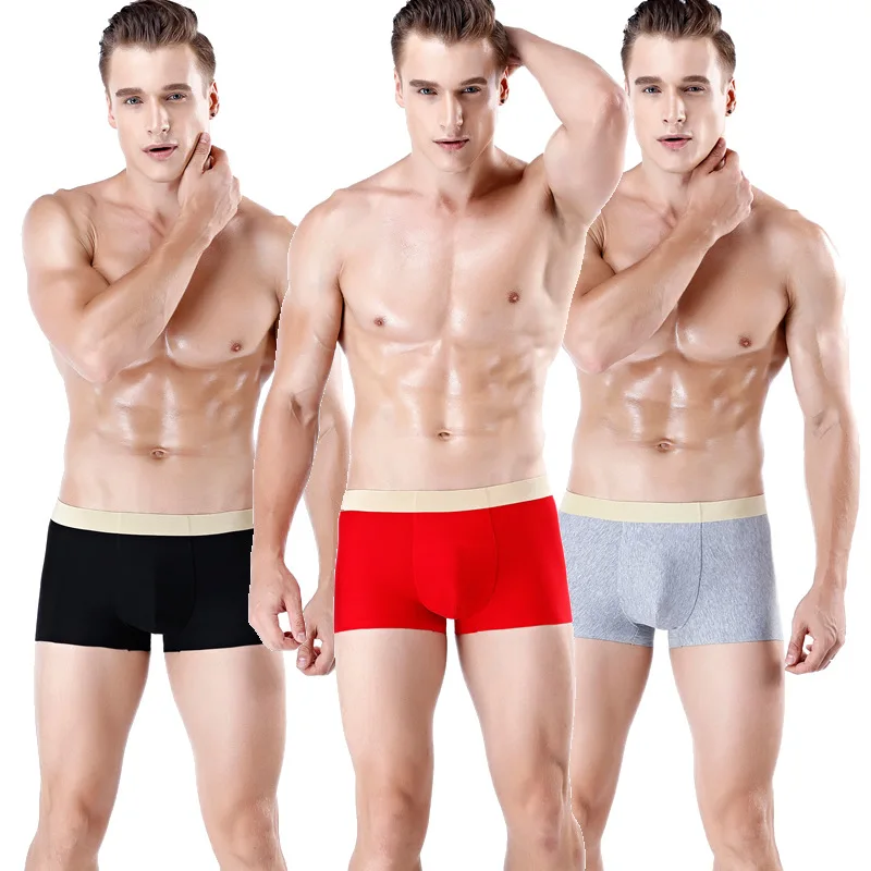

2021 private label mens briefs design seamless men underwear breathable boxer shorts cotton soft mens boxers
