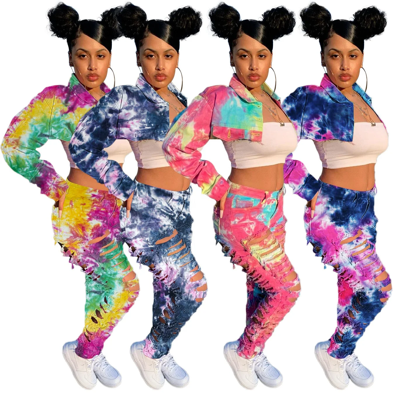 

jeans jump suit for men denim pants tie die 2 piece outfit, Pictures