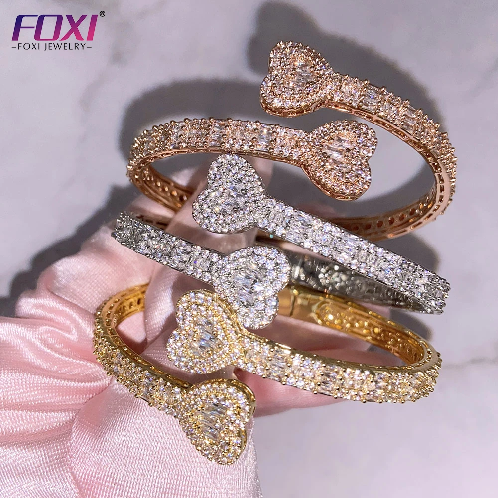 

Drop Shipping hip hop jewelry 18k gold plated heart charm iced out diamond women bracelets