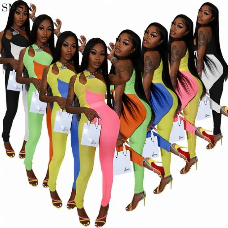 

JEAN New Arrival 2021 Skinny Hollow Out Sport Women Jumpsuits And Rompers Summer Sexy Jumpsuit