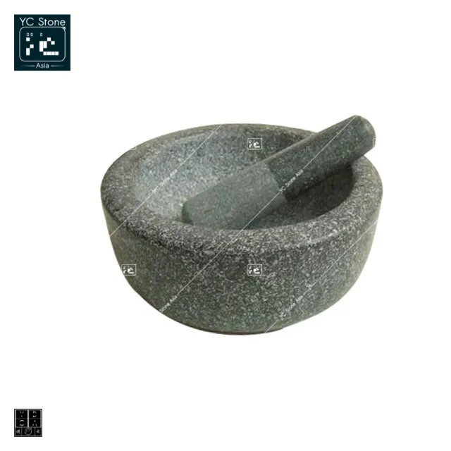 

ZIRAN Favorable Price Kitchen Use Polished Surface Cheap Natural Stone Mortar Pestle, Grey