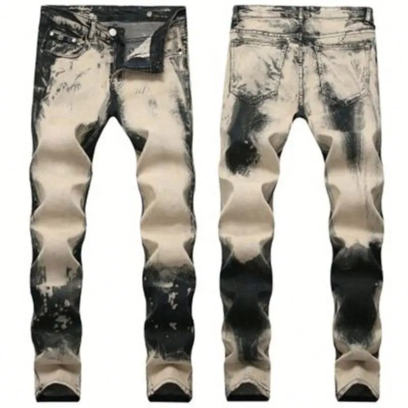 

2021 Men Jeans Cool Casual Men's Pattern Pencil Pants Spring Autumn Straight Flexible, Customized color