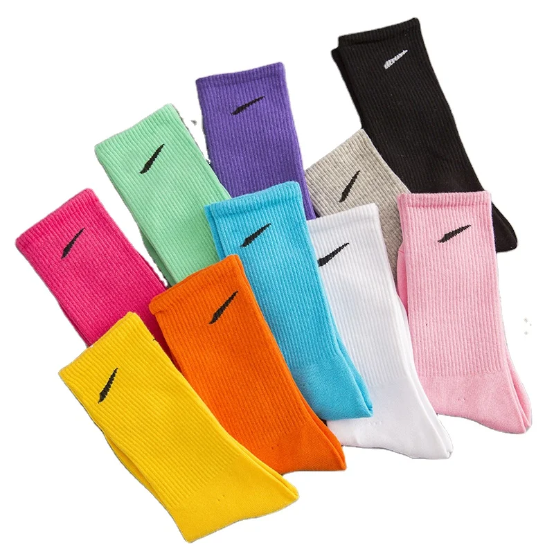 

New Rainbow Colored Nk Socks Crocsnsocks Highquality Unisex Branded Candy Tube Socks Breathable Casual Sports Crew Socks, Custom color