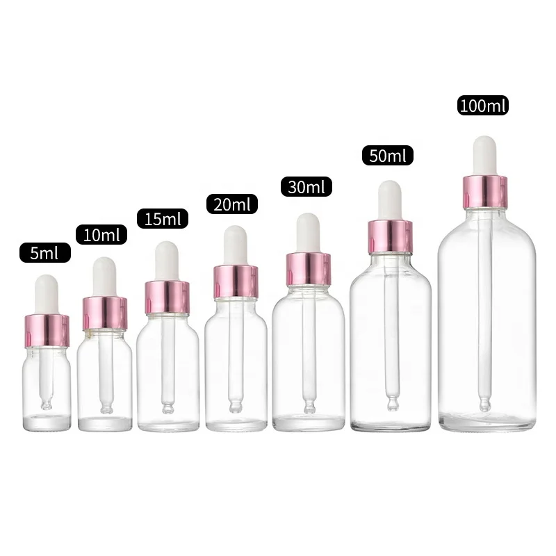 

5ml 10ml 15ml 20ml 30ml 50ml 100ml Cosmetic packaging empty clear dropper bottle essential oil cosmetic packaging