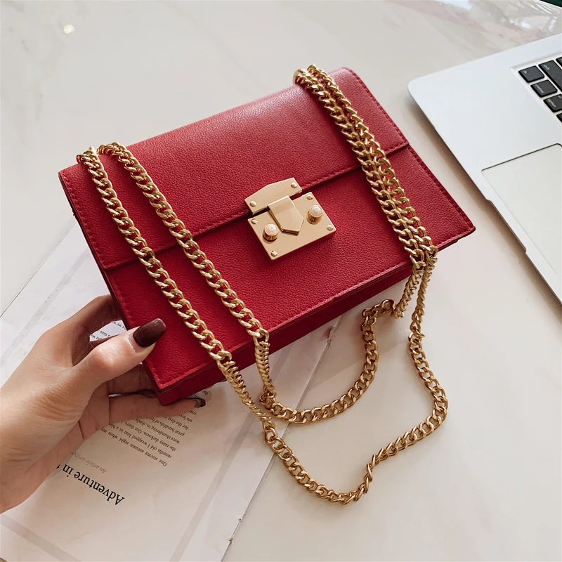 

Luxury shoulder messenger bag women's small square bag leather bag ladies handbag