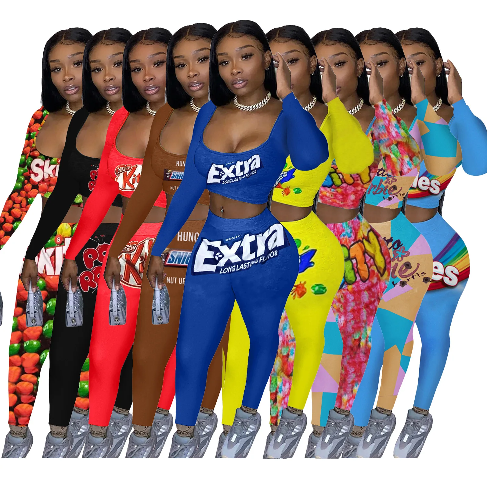 

Women Workout Fall Sexy Long Sleeve Two Piece Set 2021 Autumn Women 2 Piece Jogger Set Crop Tops Sweatshirts Snack Pants Suit, Picture