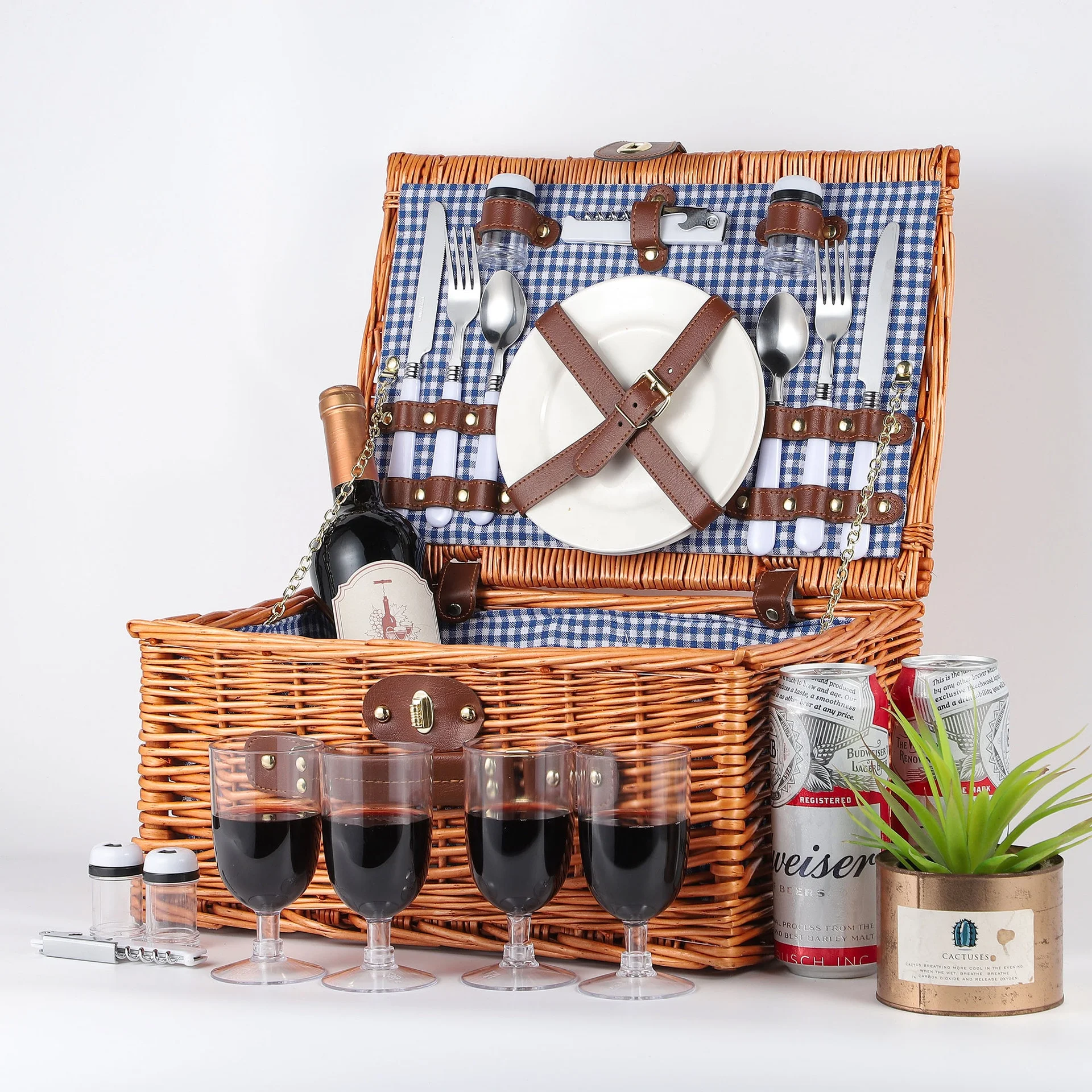 

Willow Picnic Basket with Blanket Picnic Basket for 2 with Lid 4 Persons