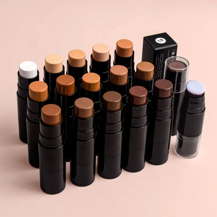 

New Face Makeup Double Head Matte 2 In 1 Round Plastic Tube Contour Concealer Stick With Brush