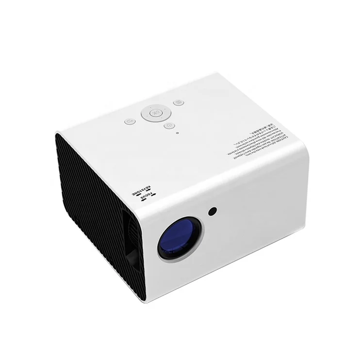 

new arrival AI smart Android voice control square HD hot sell popular fashion projector, White