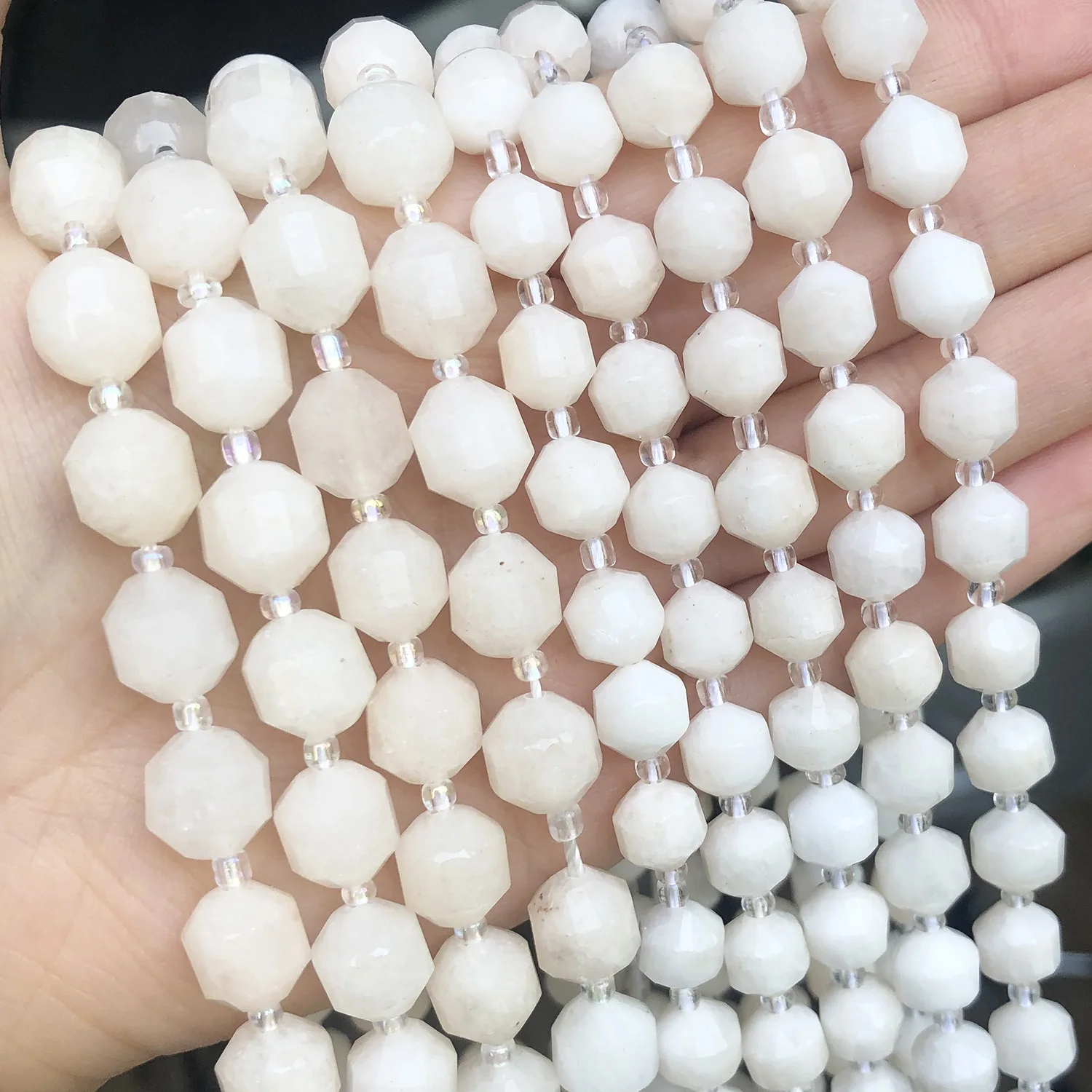 

Wholesale 8/10mm Faceted Olive Shape Smooth White Stone Beads For Bracelet DIY Making