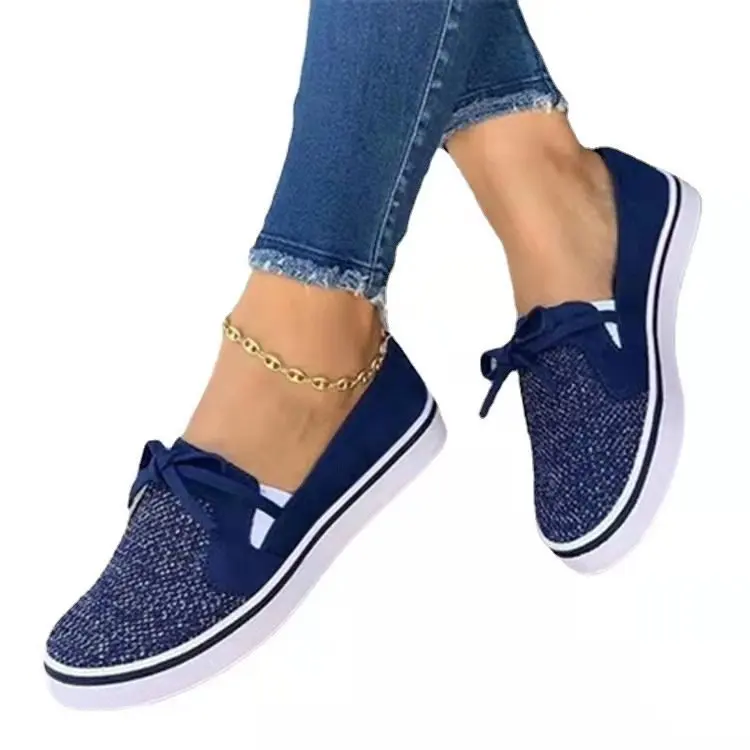 

Women White Red Light Weight Comfort Spring Autumn Slip On Flats Lady Casual Breathable Loafers Sneakers, Blue white red black