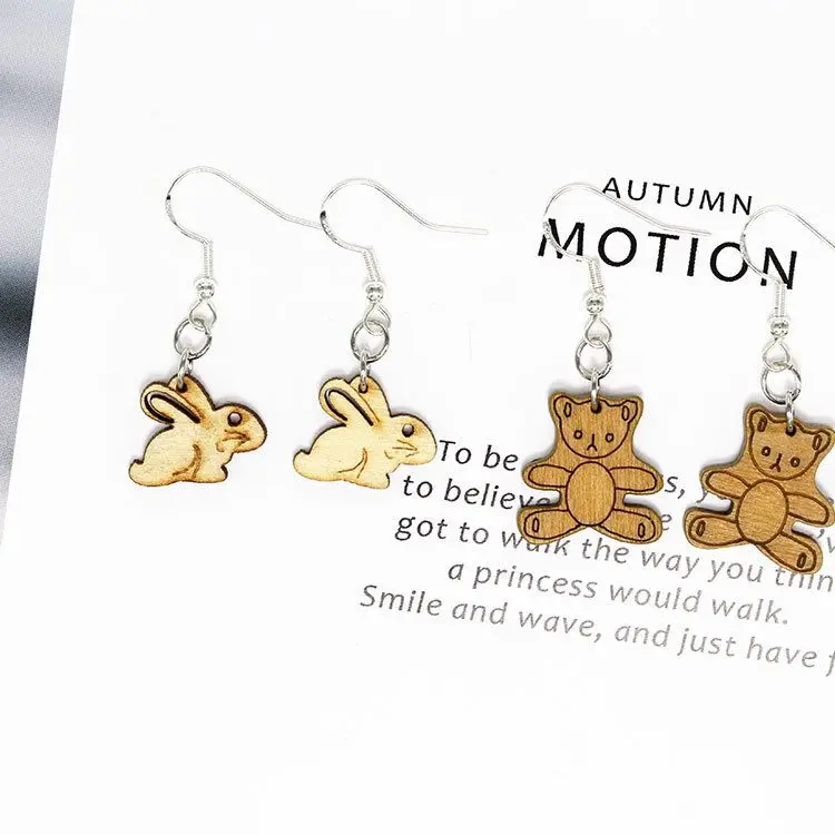 

Luge High Quality Wood Earrings Wholesale S925 Sterling Silver Earrings Jewelry Women's Wooden Earrings In Bulk