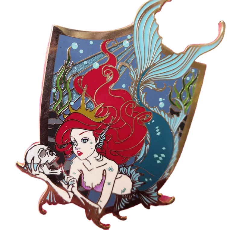 

Mermaid Pop Up Pin Translucent sandblast Gold plate, Custom