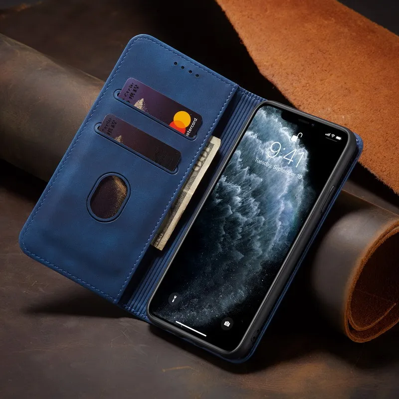 

2021 Luxury Flip Cover PU Leather Phone Case for iPhone 12 XS XR 11 SE2020 TPU Card Cover Phone Wallet Case