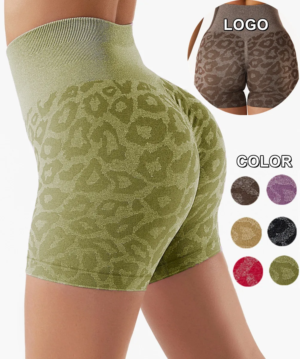 

Womens butt Leopard Print animal print Scrunch Butt Lift Shorts Seamless High Waist Fitness Gym Wear Yoga Shorts