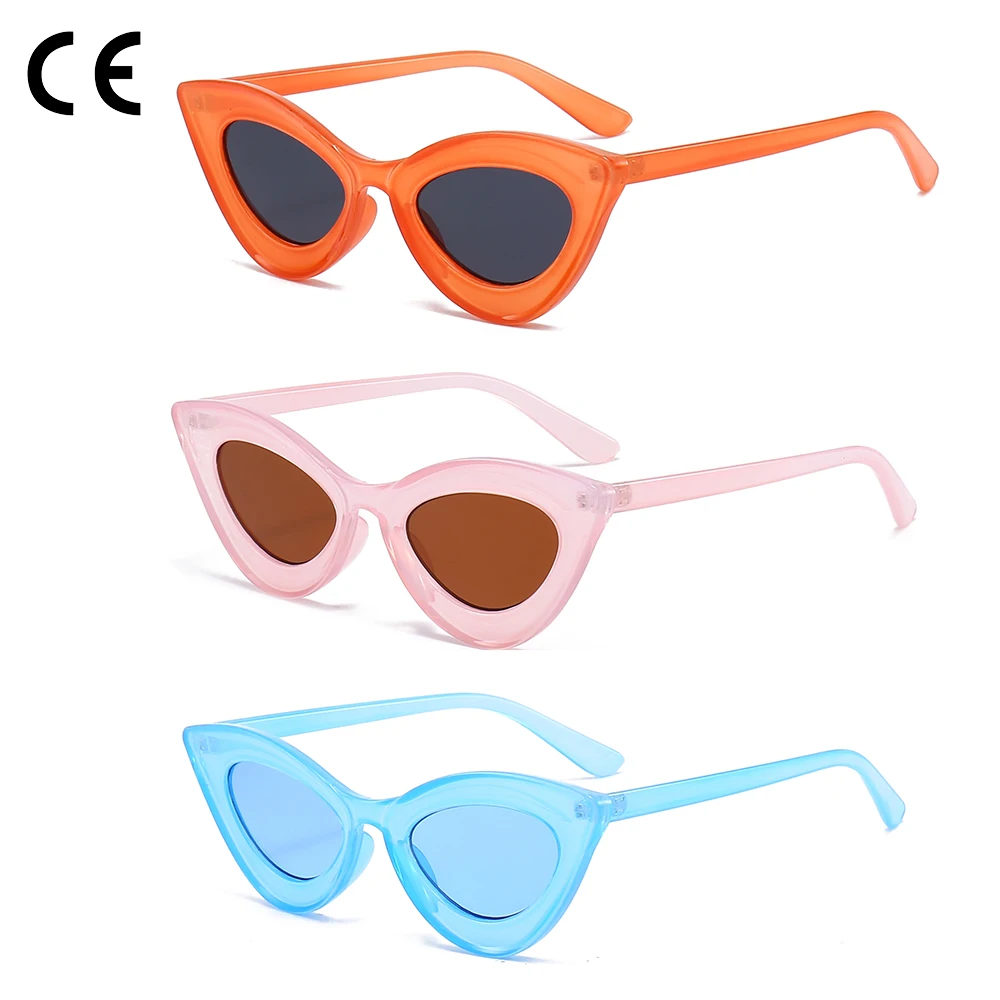 

2097 Custom small cat eye sunglasses for women fashion candy color sun glasses 2023