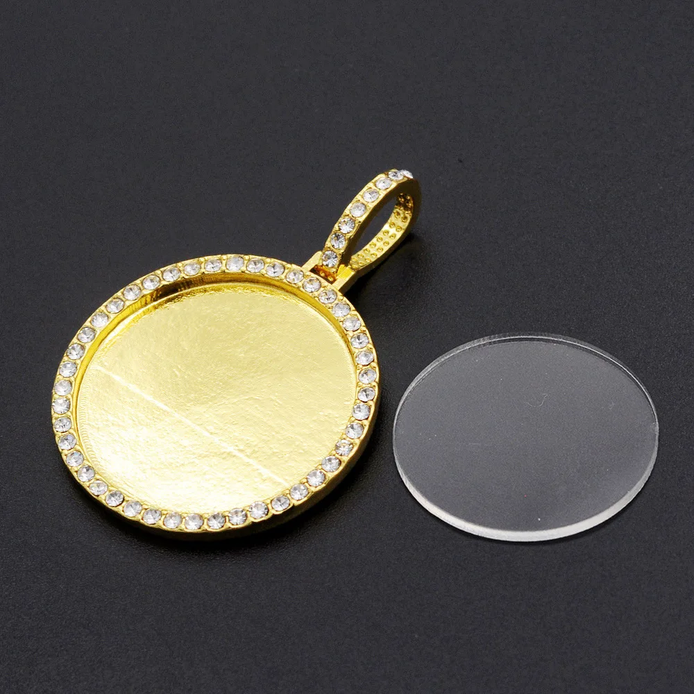 

Hiphop alloy rhinestone photo frame pendant fashion round picture frame color diamond pendant