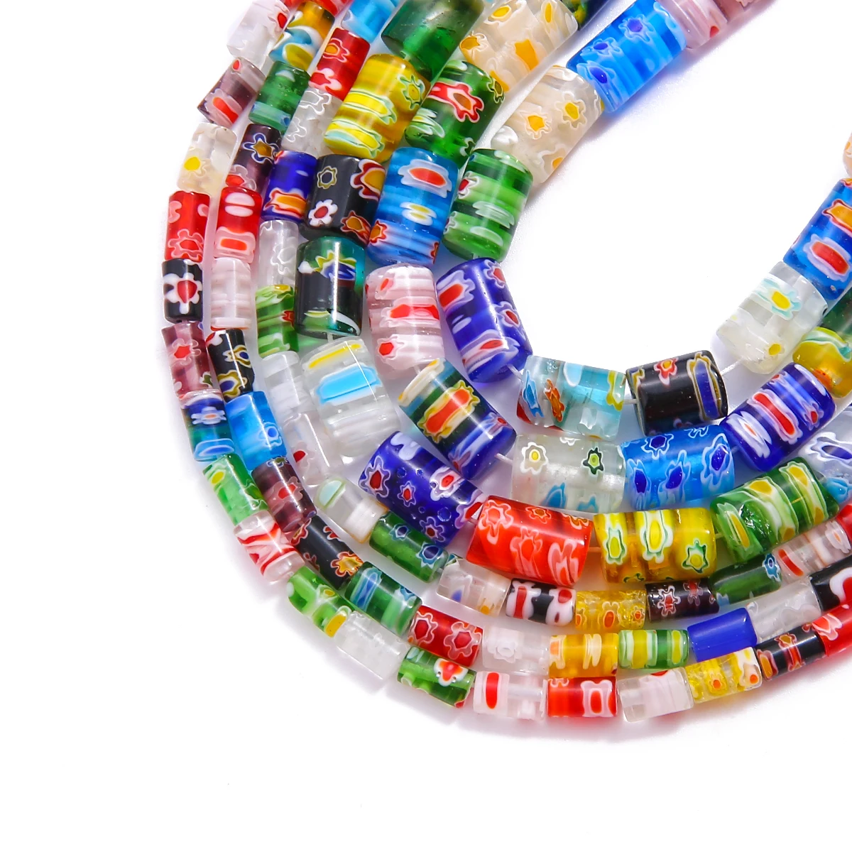 

Mixed Colors Cylinder Shape Flower Patterns Millefiori Glass Lampwork Loose Crafts Beads for Necklace Bracelet Earring Making