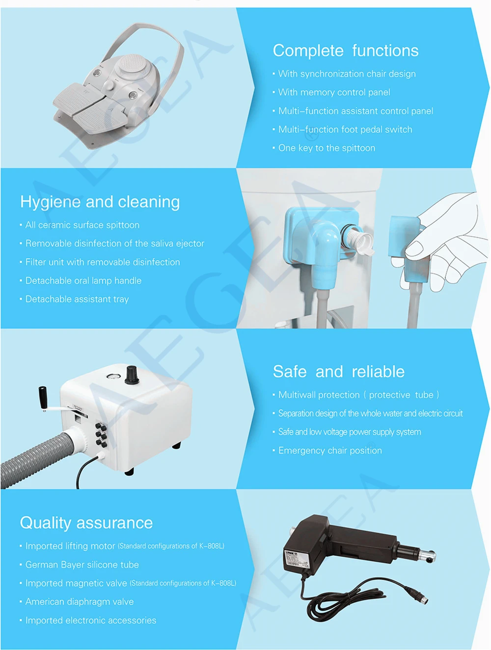 AG-808L china professional luxurious multi-functional economic dental chair for sale