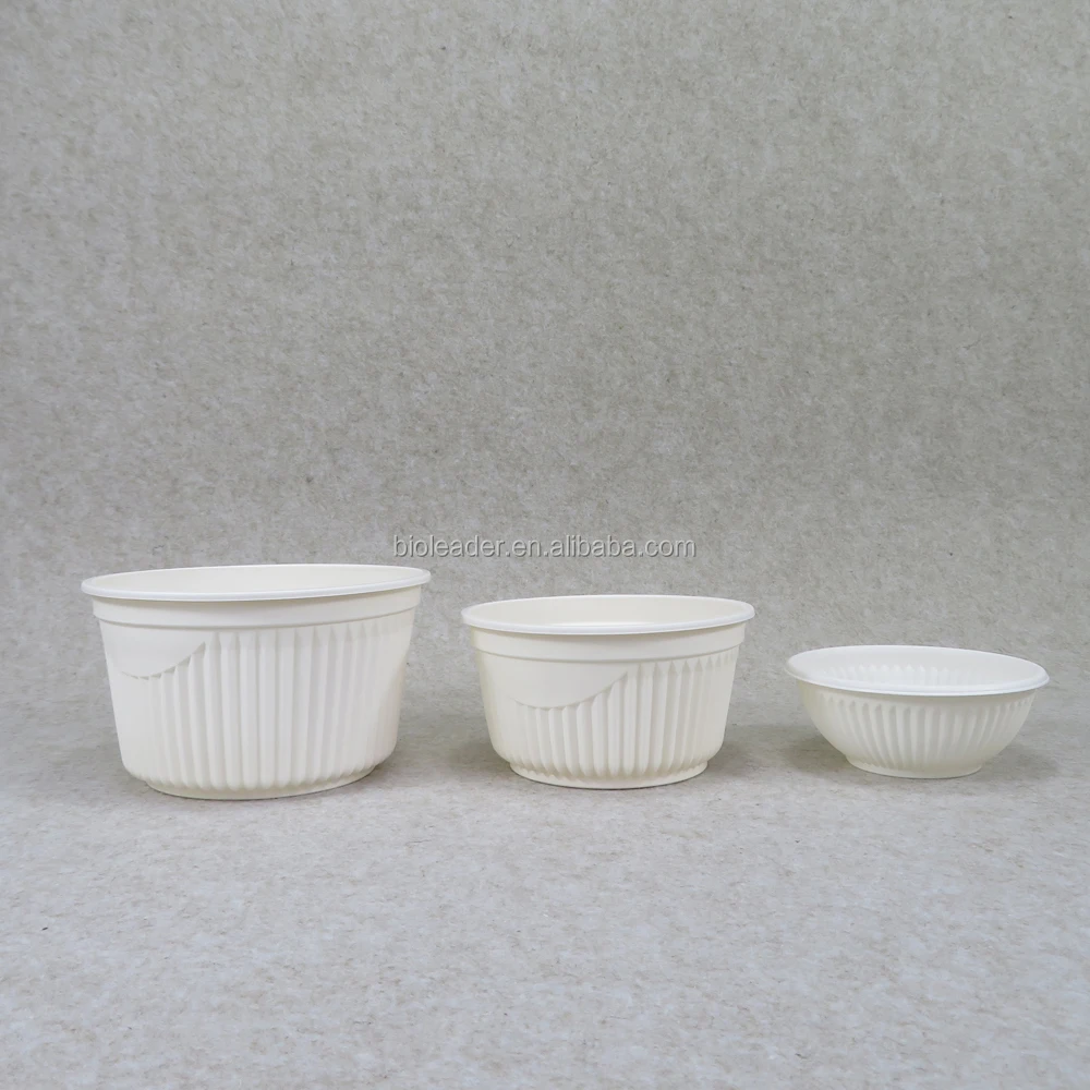 

Biodegradable Disposable Cornstarch Plastic Bowl 450ml-650ml, White,red,blue