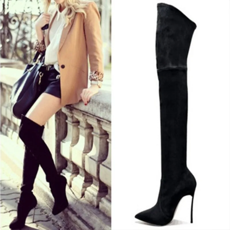 

Hot Selling Botas Sexy Pointed High Heels Stiletto Over Knee High Boots Women Thigh High Boots High Heeled, Black;brown;beige