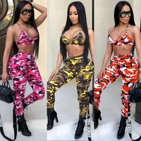 

WNAK8583 camouflage two sexy outfits women Ladies jumpsuit 2 piece set
