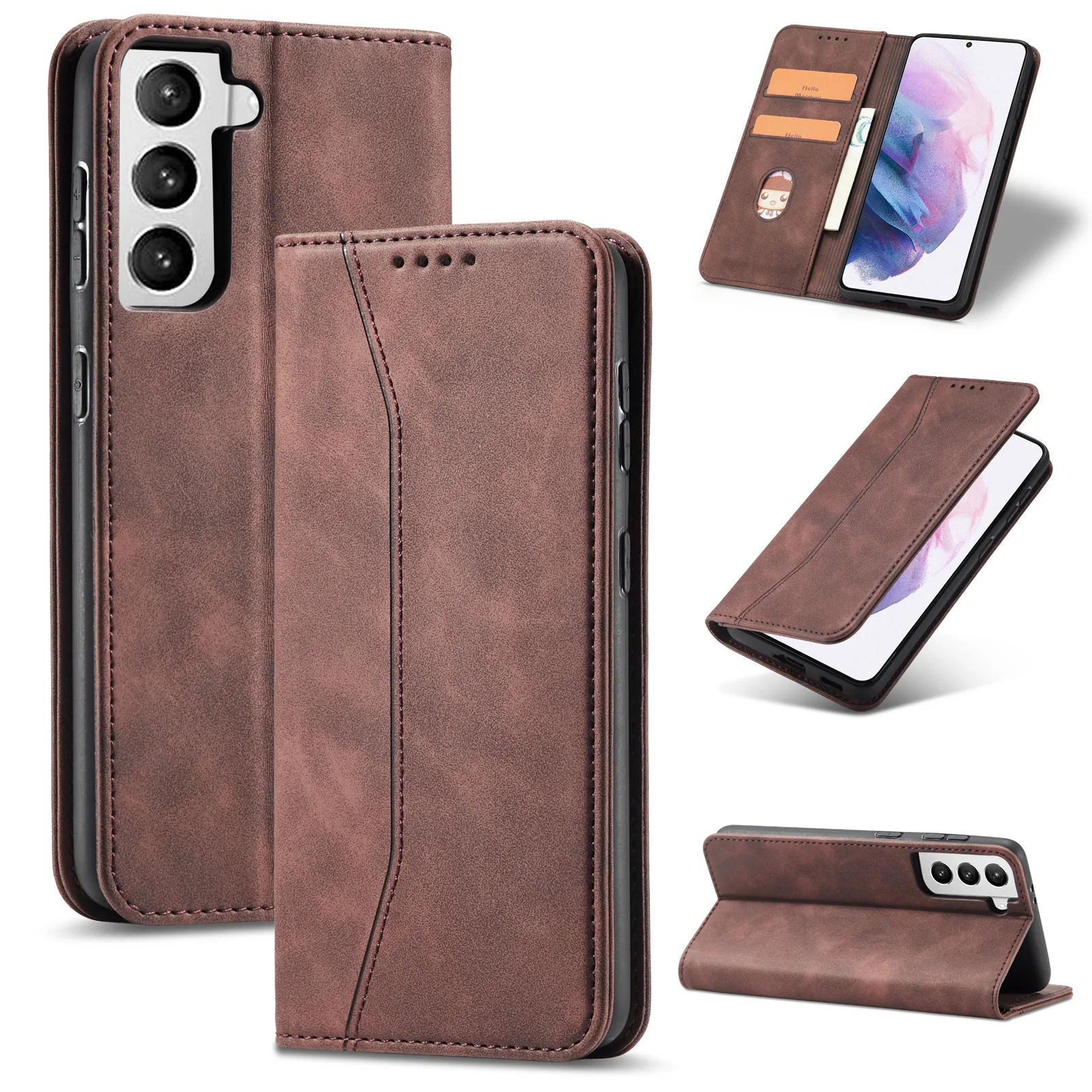 

Leather Case For Samsung Galaxy S22 S20 S21 S10 S9 Plus FE Ultra A12 A32 A52 A72 A50 Flip Wallet Book Cover Phone Bags Cover, 5 colors