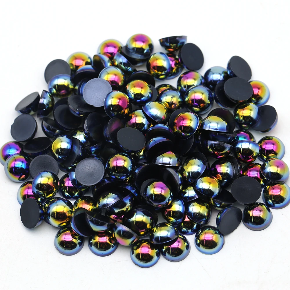 

Jet AB 2mm 4mm 6mm 8mm 10mm abs Flatback Crystal Stones Half Round Pearl