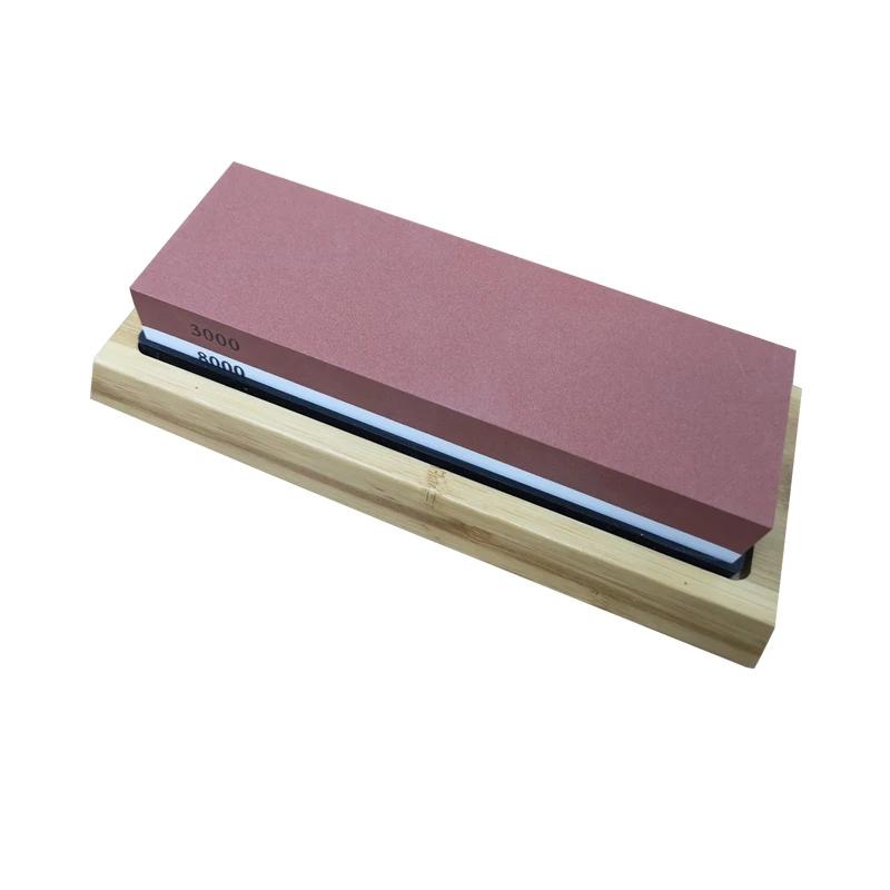 

Professional 2 Sided Whetstone Knife Sharpener with bamboo and silicone base 3000/8000 grit, Customized