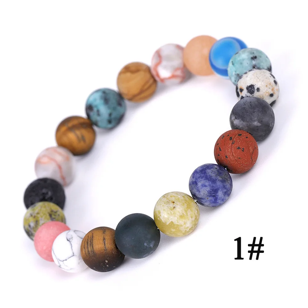 

Amazon hot selling natural stone 10mm beads bracelets multicolored universe galaxy starry sky exploration power stone bracelet, Natural color