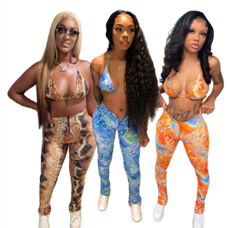 

Women's Skinny Sets corset sling crop tops pants set club outfits for women sexy, Purple/blue/orange/brown