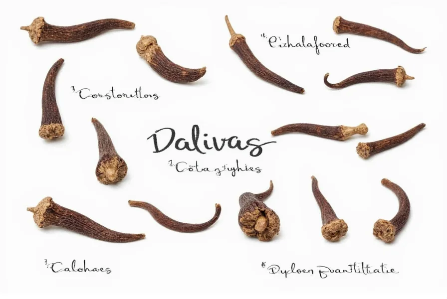 Comparison picture showing whole cloves, ground cloves, and clove oil