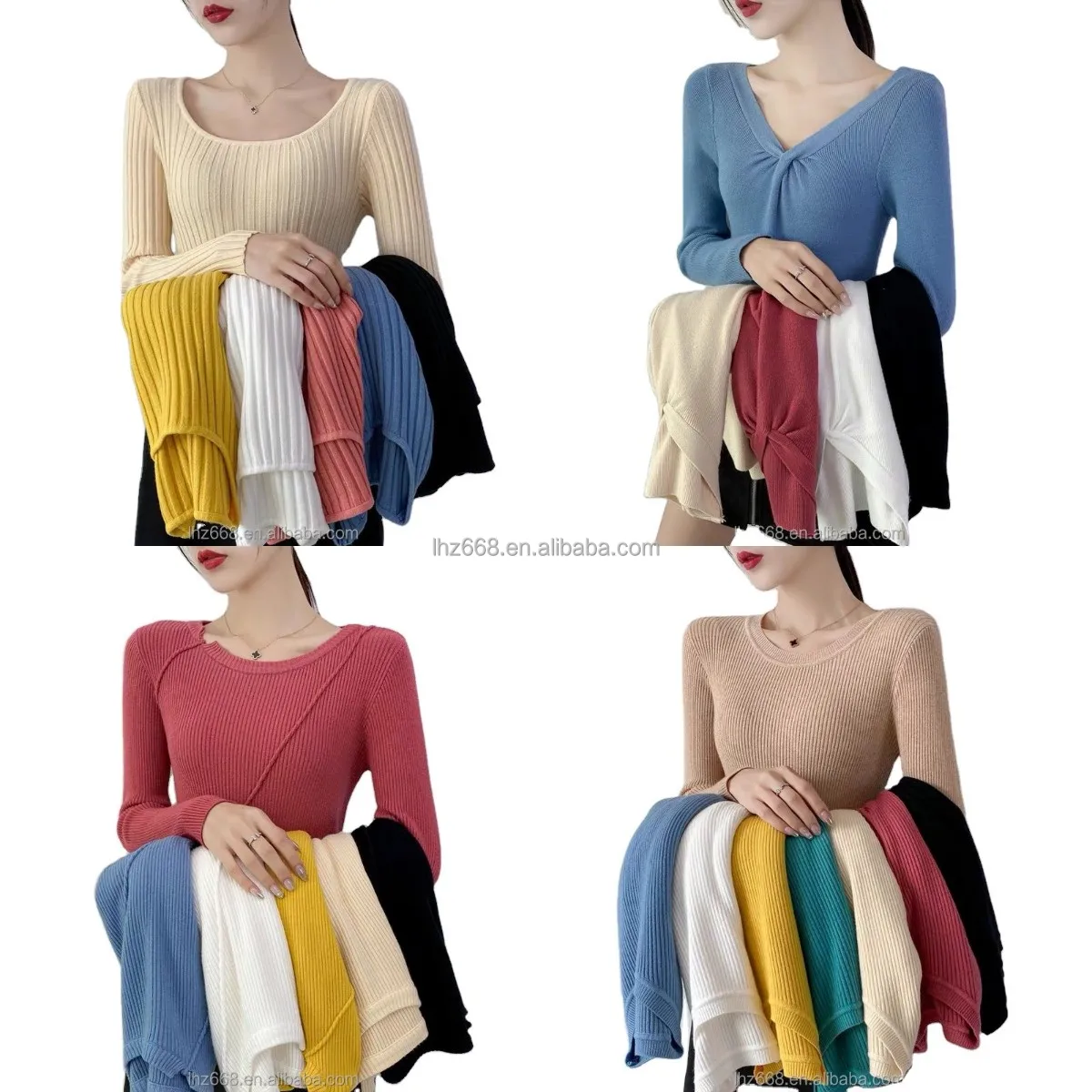 

Women Stretch Sweaters Knit Jumper Long Sleeve Autumn Slim Sweaters Wholesale women knitted sweaters