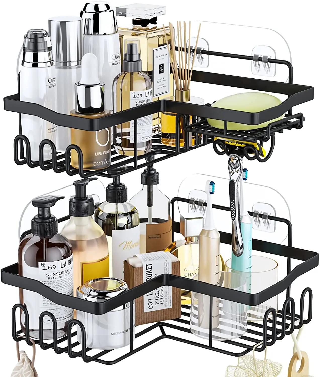 

Adhesive corner shower shelves Stainless Steel bathroom corner shelves for shampoo bottle