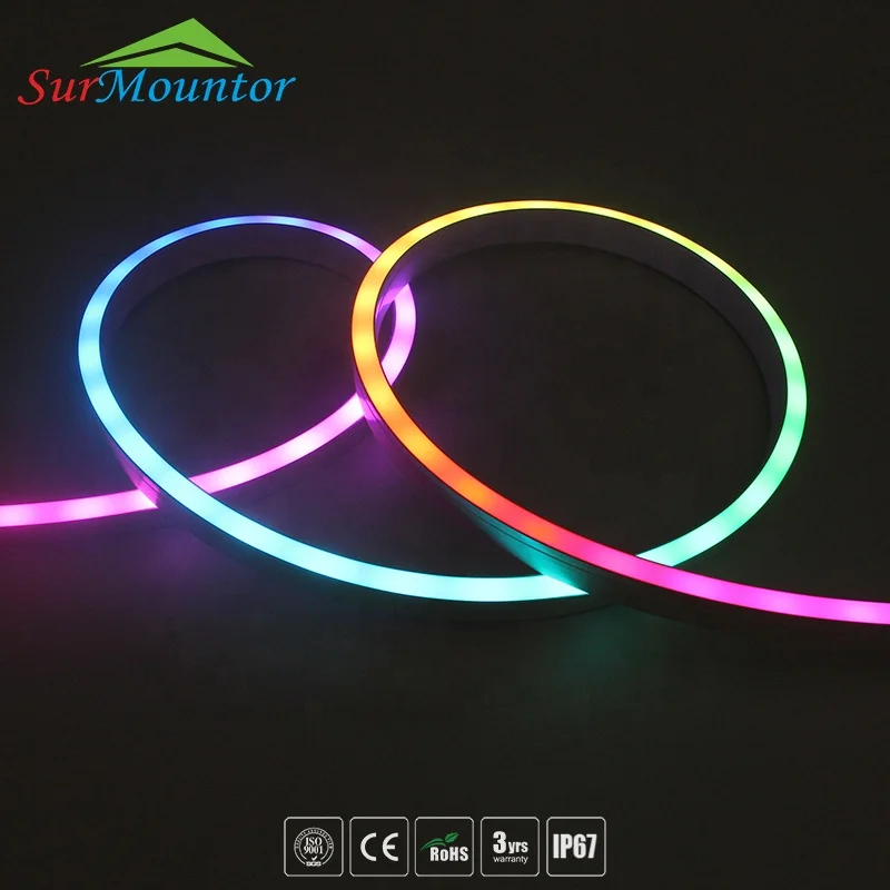 20MM IP 68 24V Custom RGB LED Flex 12V Strip Light LED Neon Sign with Neon Silicone Tube Rope End Cover