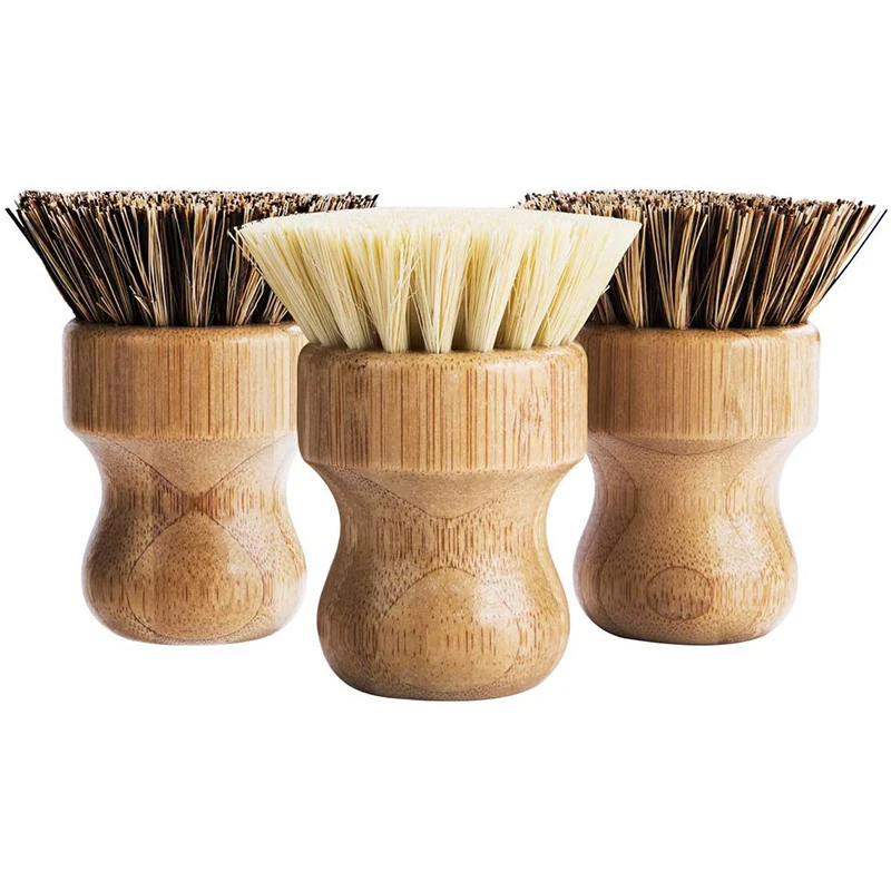 

Small Bamboo Dish Scrub Brush Natural Scrub Cleaning Brush Vegetable Brush for Dishes Cast Iron Pots Pans
