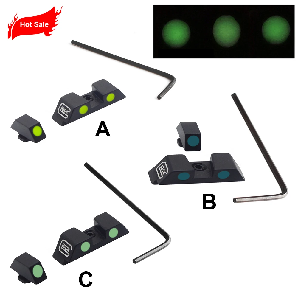 

MAGORUI Tactical Green Front Rear Night Sight for Glock 17, 19, 22, 23, 24, 26, 27, 33, 34, 35, Black