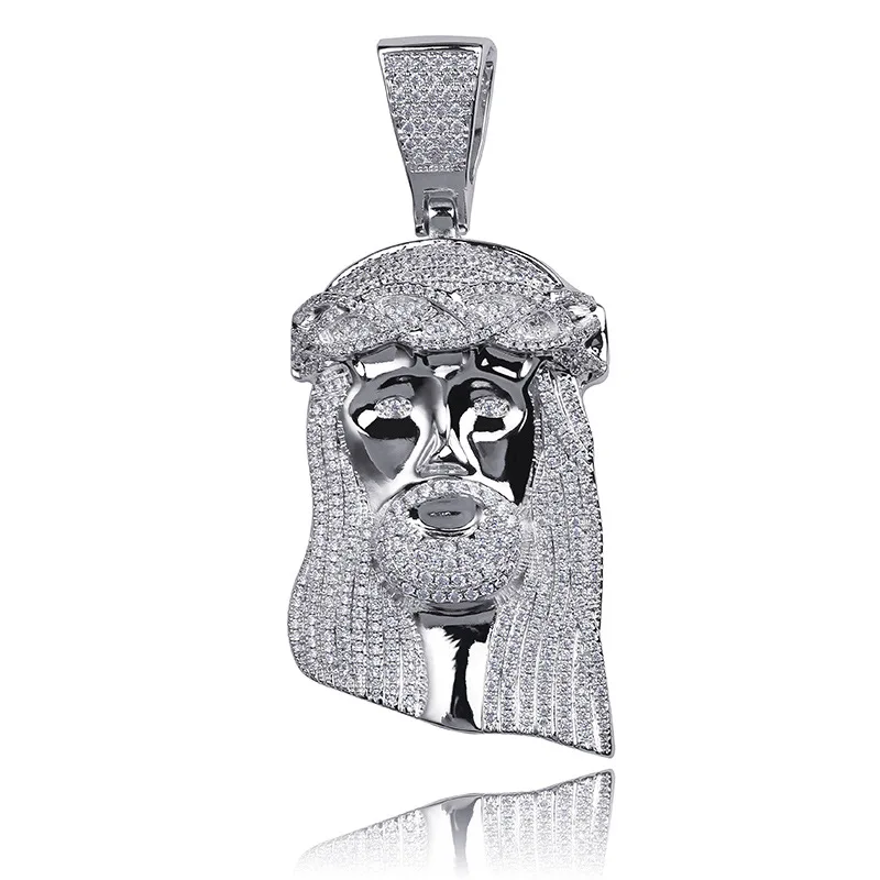 

Hip-hop Accessories Retro Jesus Head Pendant Full of Zircon 80mm Tall Pendant Accessories