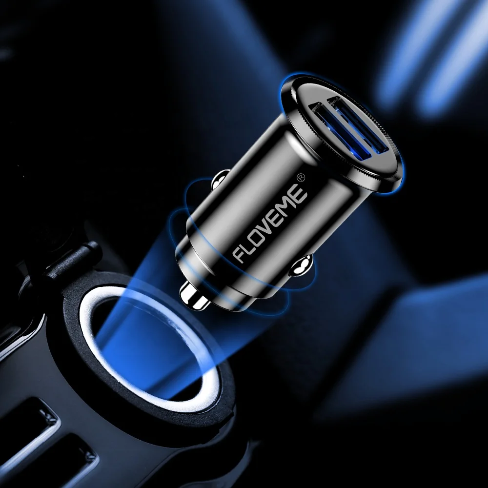 

FLOVEME Free Shipping car charger qc 3.0 dual usb port car charger