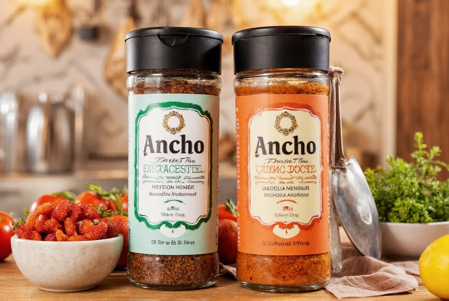 Ancho chili peppers on a wooden table