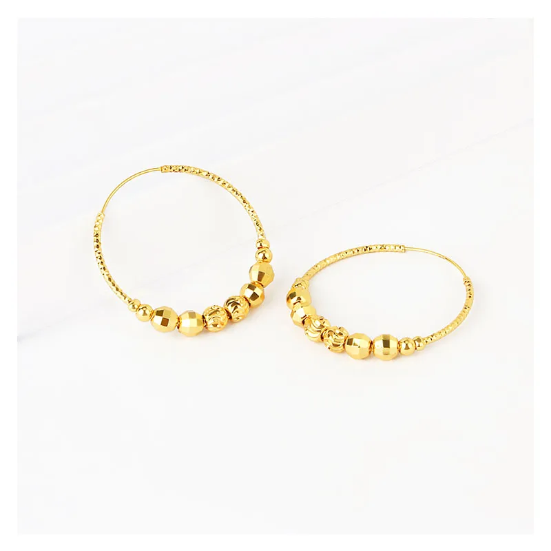 

Earrings 2021 latest trend 24K gold-plated fashion earrings woman beaded gold hoop earrings, Gold color