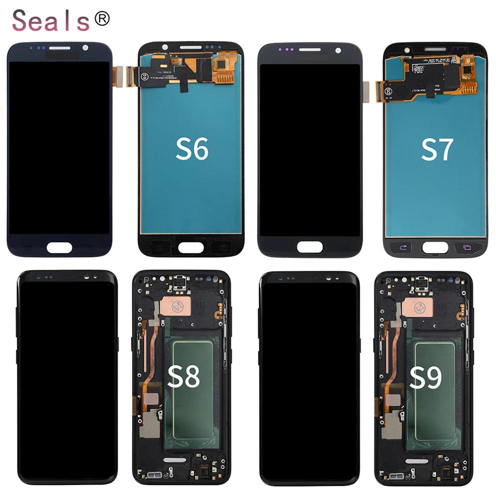 

Mobile spare parts lcd display for samsung galaxy s6 s6 edge s7 s7 edge s8 s8plus s9 s9 plus s10 s10plus screen original, Black