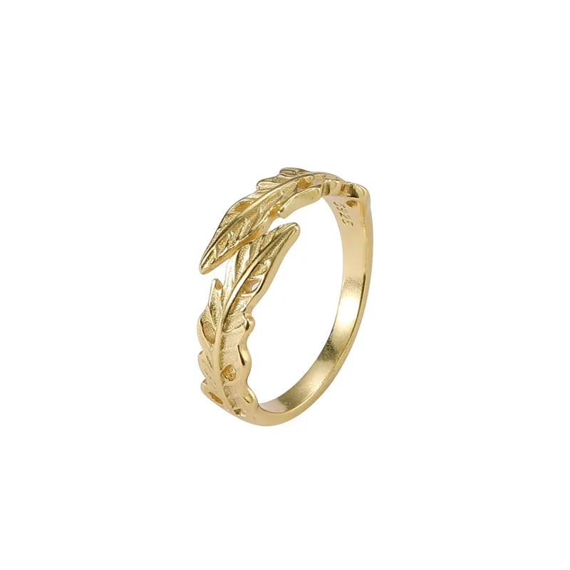 

VIANRLA 925 sterling silver adjustable rings gold plated feather ring