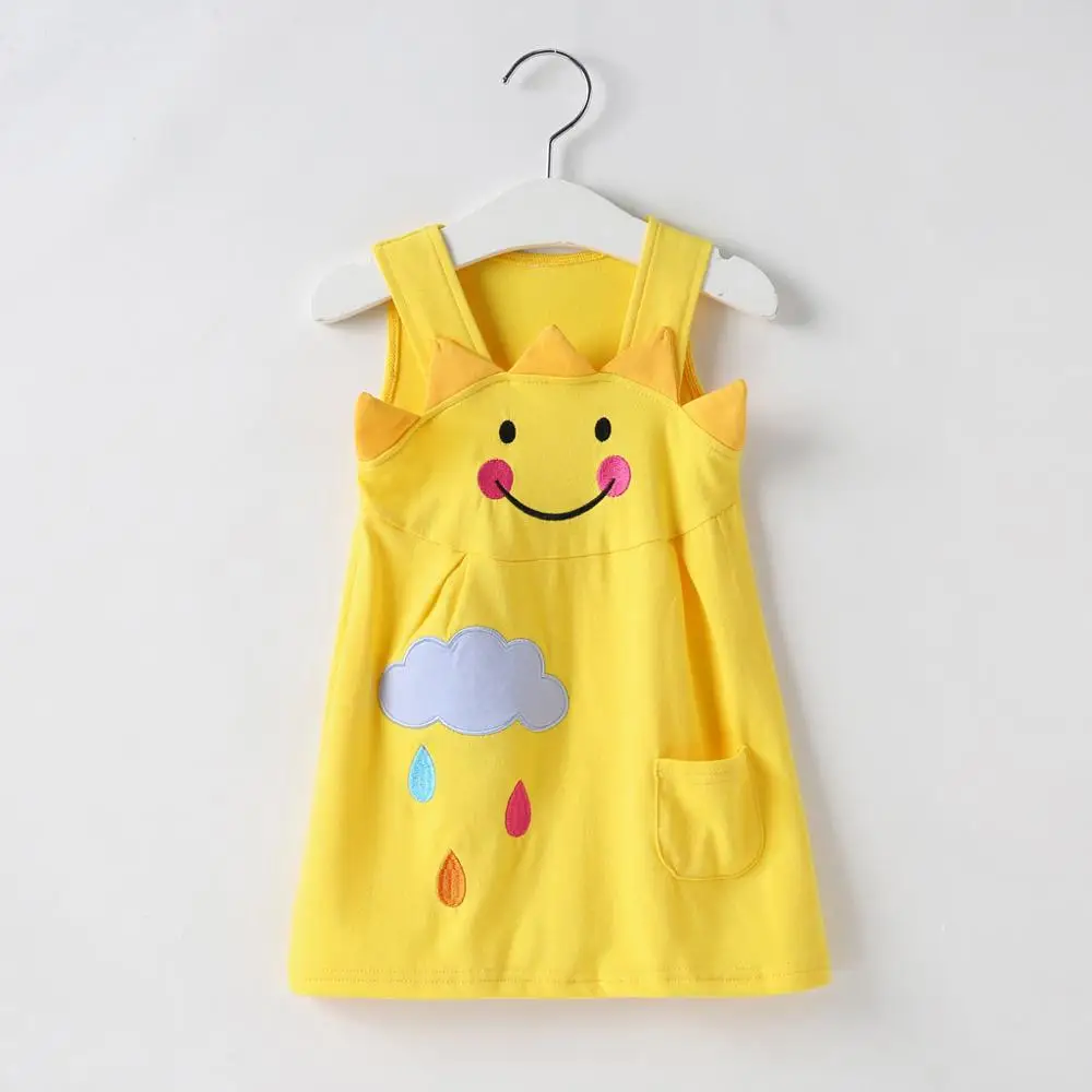 

Aselnn baby girl vest dress carton emboriery sleeveless newborn cotton dresses kids clothes
